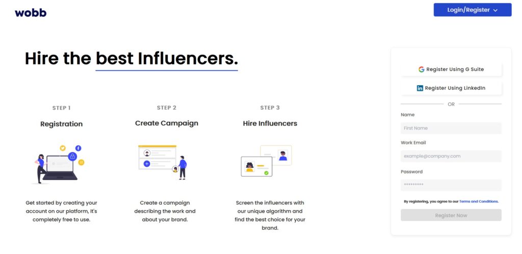 Hire Influencers on Wobb