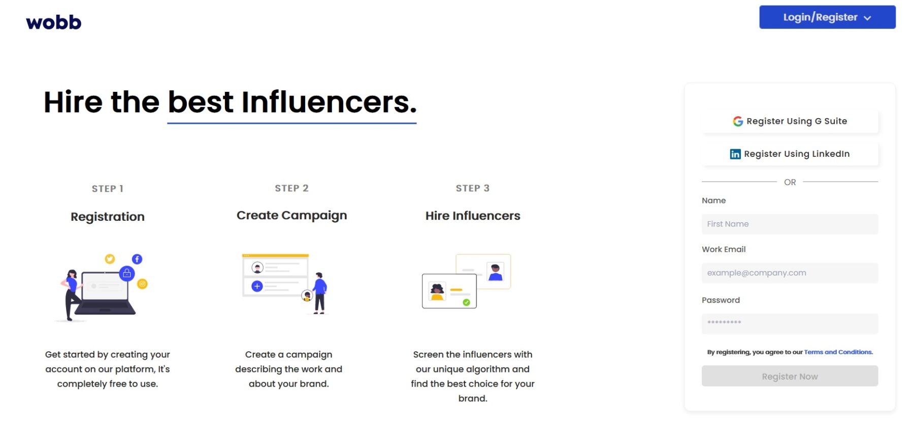 Hire Influencers on Wobb