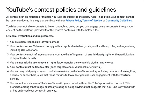 YouTube Content Rules